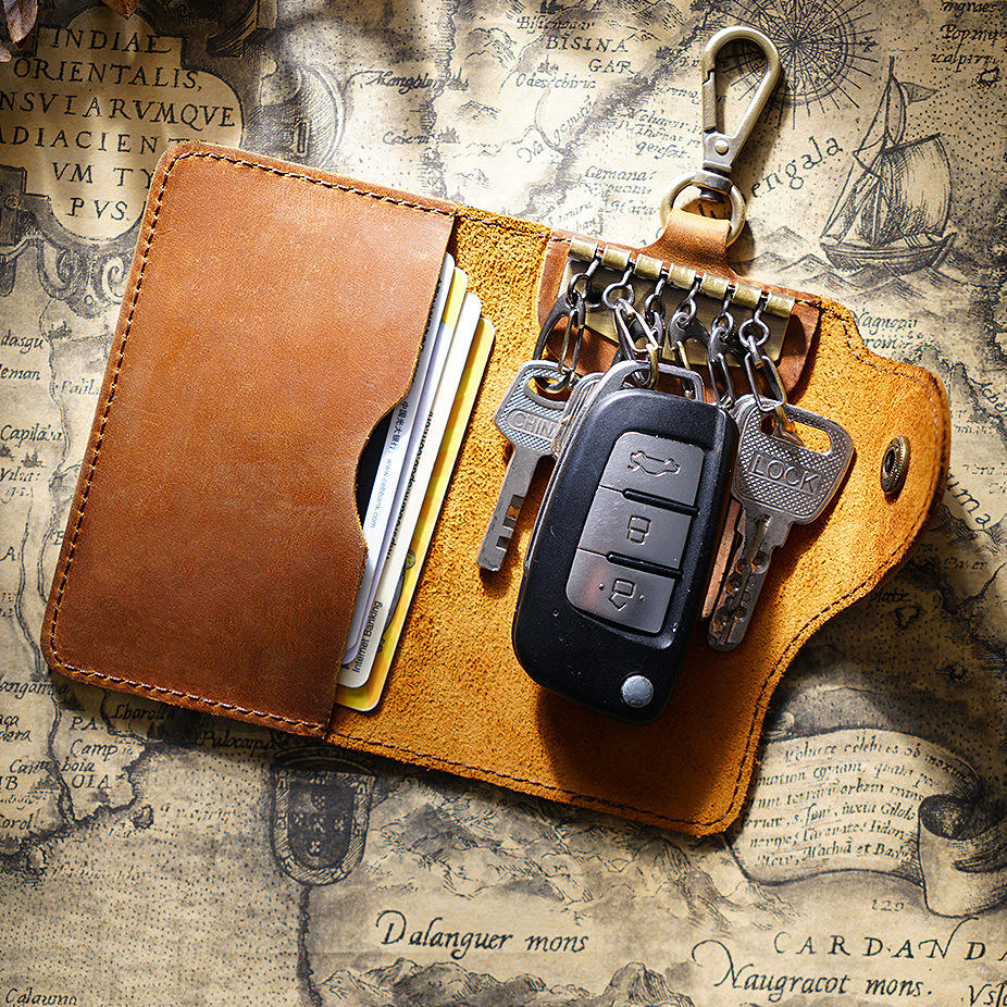 Multi-function Luxury Leather Car Key Bag Waist Button Anti-Loss Key Case - CLSWB YSK-012